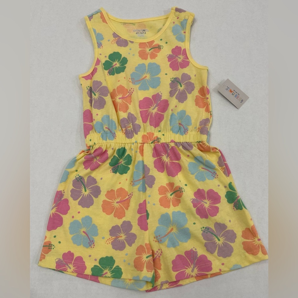 Girls Garanimal Toddler Sleeveless Romper with Hibiscus print Size 4T